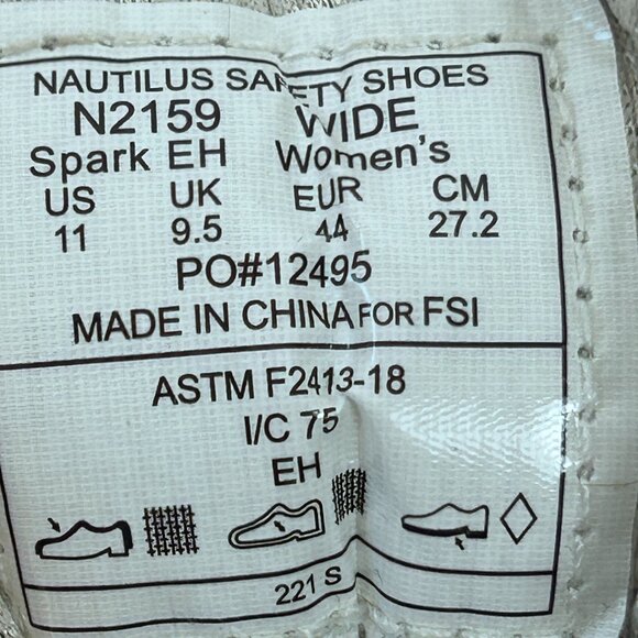 Nautilus Safety Women's Spark Carbon Composite Toe Work Shoe Grey N2159 Size 11 - Picture 7 of 7